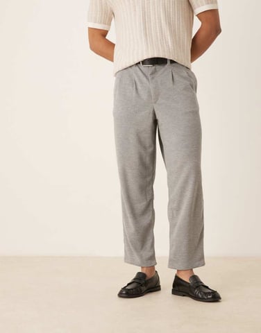 ASOS DESIGN oversized tapered smart trousers in grey