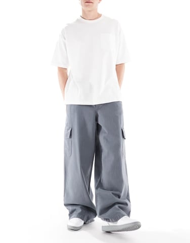 ASOS DESIGN loose pull on cargo in grey