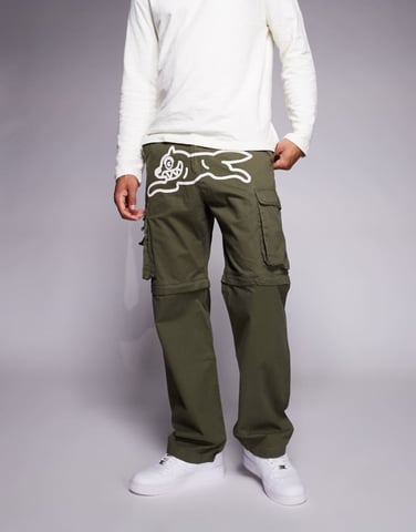 ICECREAM running dog zip off cargo trousers in khaki