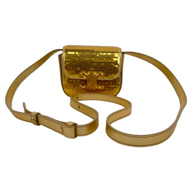 Celine Mini Triomphe Crossbody-väska i guldpaljetter