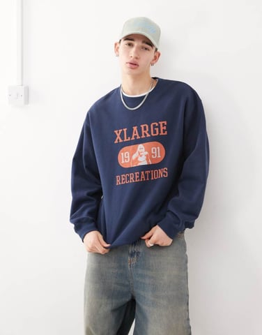 XLARGE sweatshirt with recreations contrast graphic in navy