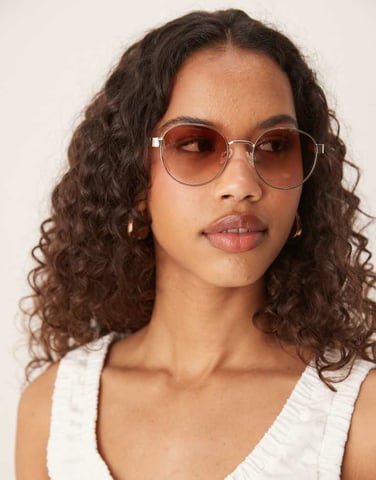 ASOS DESIGN metal round sunglasses with ombre brown lens