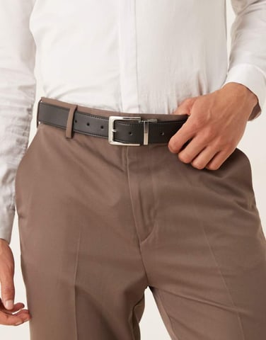 ASOS DESIGN smart reversible belt in black and navy faux leather