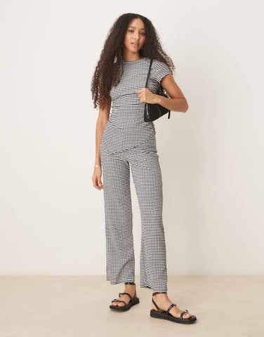 ASOS DESIGN wide leg trouser co-ord in gingham