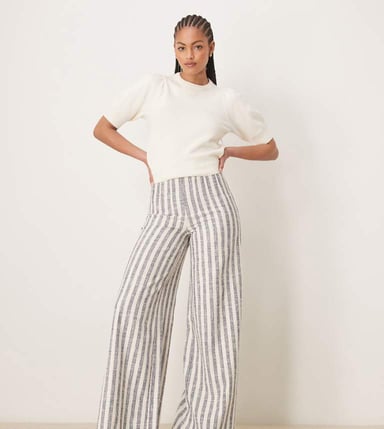 ASOS DESIGN Tall tailored boucle trousers in blue stripe