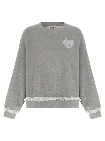 Ganni Gray Organic Cotton Sweatshirt
