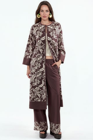 Floral Tunic And Wide-Leg Pants Set