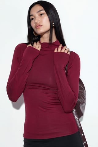 Slim Fit Half Turtleneck Blouse