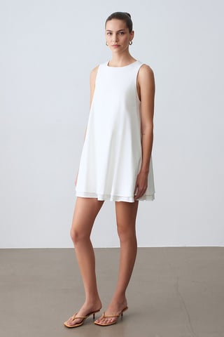 Cotton Poplin Sleeveless Mini Shift Dress