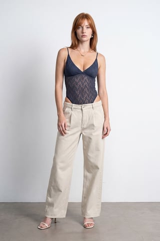 Lace Sleeveless Bodysuit Blouse