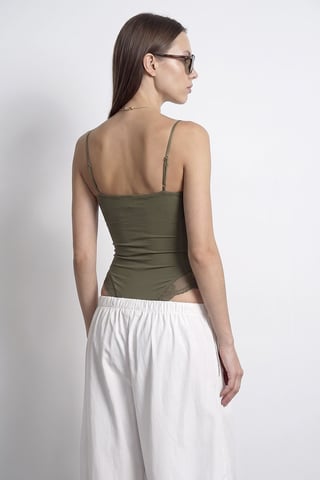 Kant Mouwloze Slim-fit Bodysuit Blouse