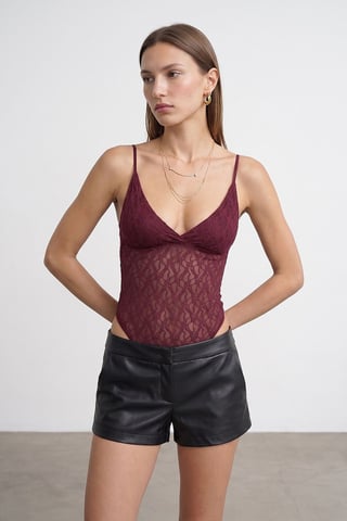 Lace Sleeveless Bodysuit Blouse