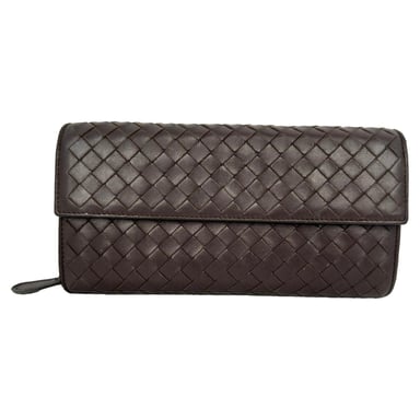 Bottega Veneta Intrecciato Continental plånbok i brunt läder