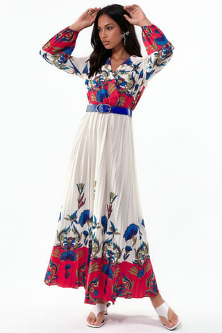 Floral Midi Dress With Belt