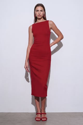 Sleeveless Midi Bodycon Dress With Slit