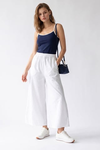 Wide-Leg Tencel Ankle-Length Trousers