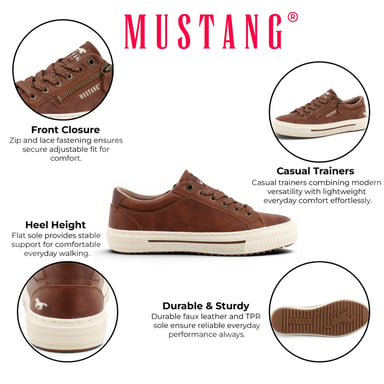 Mustang Dames Tan Faux Leather Trainer Sneaker Casual Schoenen - M0112011