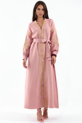 Embroidered V-Neck Maxi Dress
