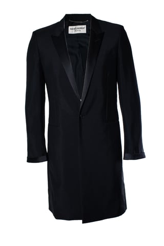 Saint Laurent, black blazer coat with shiny revert