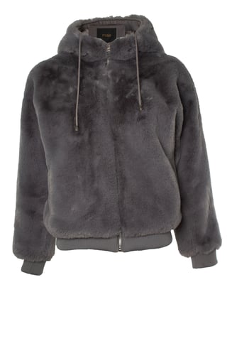 Maje, imitation fur bomber in grey