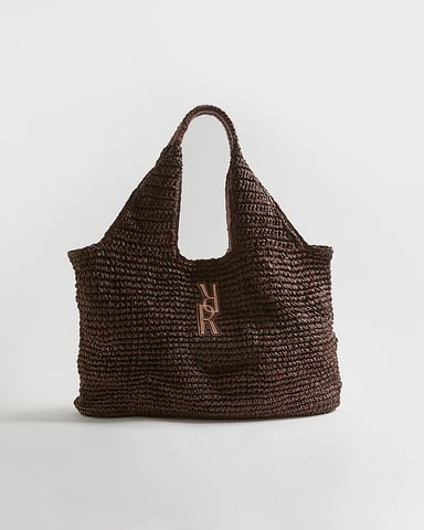 River Island Womens Shopper Bag Brown RR Raffia