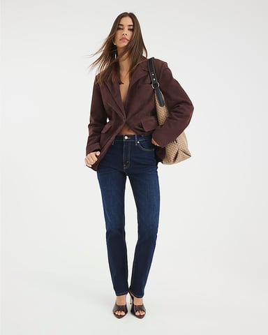 River Island Womens Slim Fit Jeans Blue High Waisted Zip