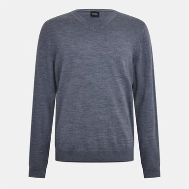Boss Mens Batisse V Neck Sweater Top (Medium Grey)