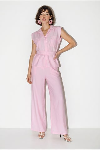 Belted Sleeveless Blouse And Wide-Leg Trousers Set
