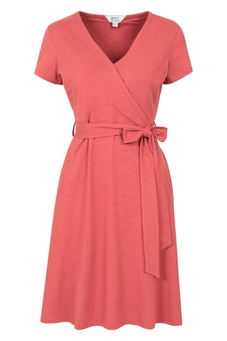 'Santorini' Women's Jersey Wrap Dress with Pockets Summer Comfy Outfit Rust