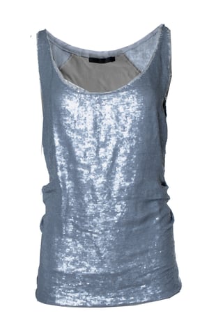Donna Karan, grey metallic sequinned top