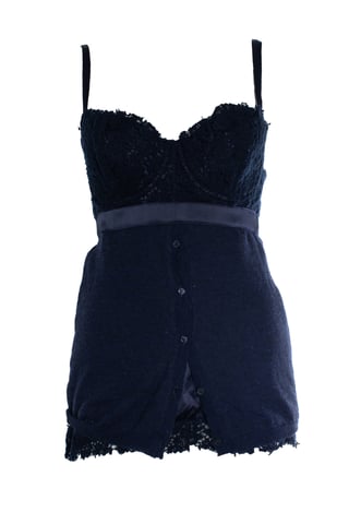 Ermanno Scervino, Blue lingerie top with wool