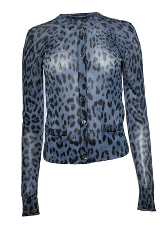 Dolce & Gabbana, blå leopardmönstrad lurexkofta