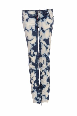 DSquared2, blue biker jeans with bleach stains
