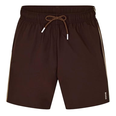 Boss Mens Iconic Logo Swim Shorts (Dark Brown)
