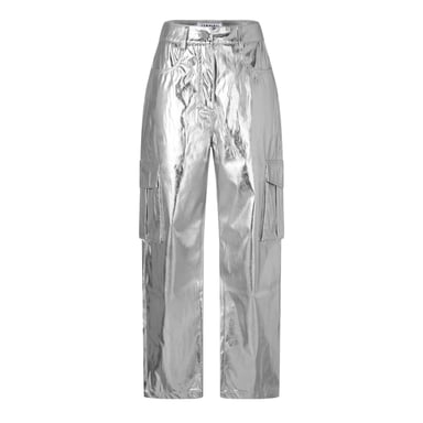 AmyLynn Womens/Ladies Metallic Straight Leg Cargo Trousers (Silver)