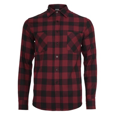 Urban Classics Heren geruit Flannel Shirt (Zwart/Bourgondië)