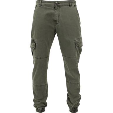 Urban Classics Mens Twill Washed Cargo Trousers (Olive)