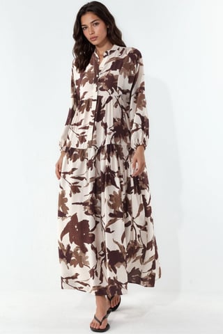 Floral Maxi Dress With Mandarin Collar