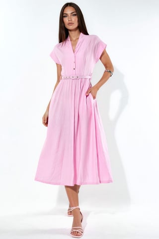 Textured Belted Maxi Dress