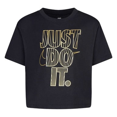 Nike Girls Just Do It Metallic Cropped Boxy T-Shirt (Black)
