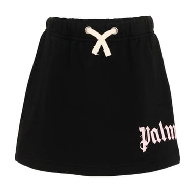 Palm Angels Girls Classic Oversized Logo Mini Skirt (Black)