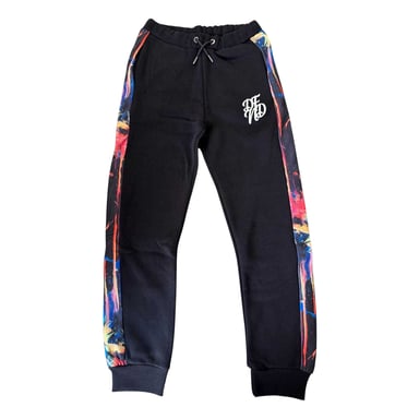 DFND London Childrens/Kids Abstract Slim Joggers (Black/Multicoloured)