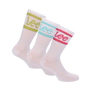 Lee Womens/Ladies Hooped Sports Socks (Pack of 3) (White)