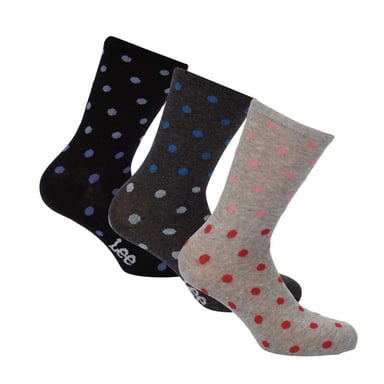 Lee Womens/Ladies Polka Dot Ankle Socks (Pack of 3) (Grey)
