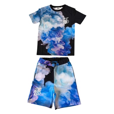 DFND London Childrens/Kids Cloud Print T-Shirt & Shorts Set (Multiple Choice)