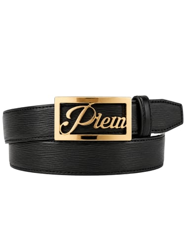 Plein Signature Log Leather Belt