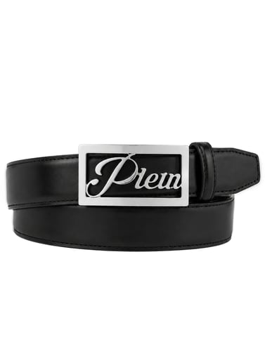 Plein Signature Log Leather Belt