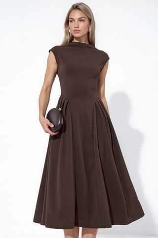 Textured Paneled Midi Dress