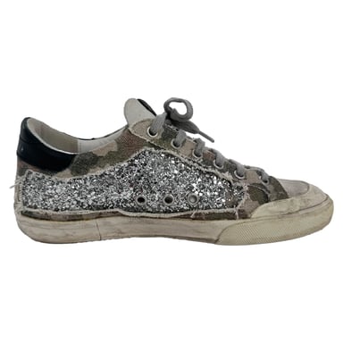 Golden Goose Super-Star Glittered Sneakers in Multicolor Cotton
