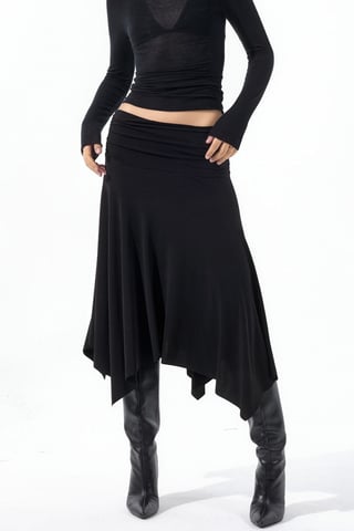 High Waist Maxi Skirt with Drape Detail